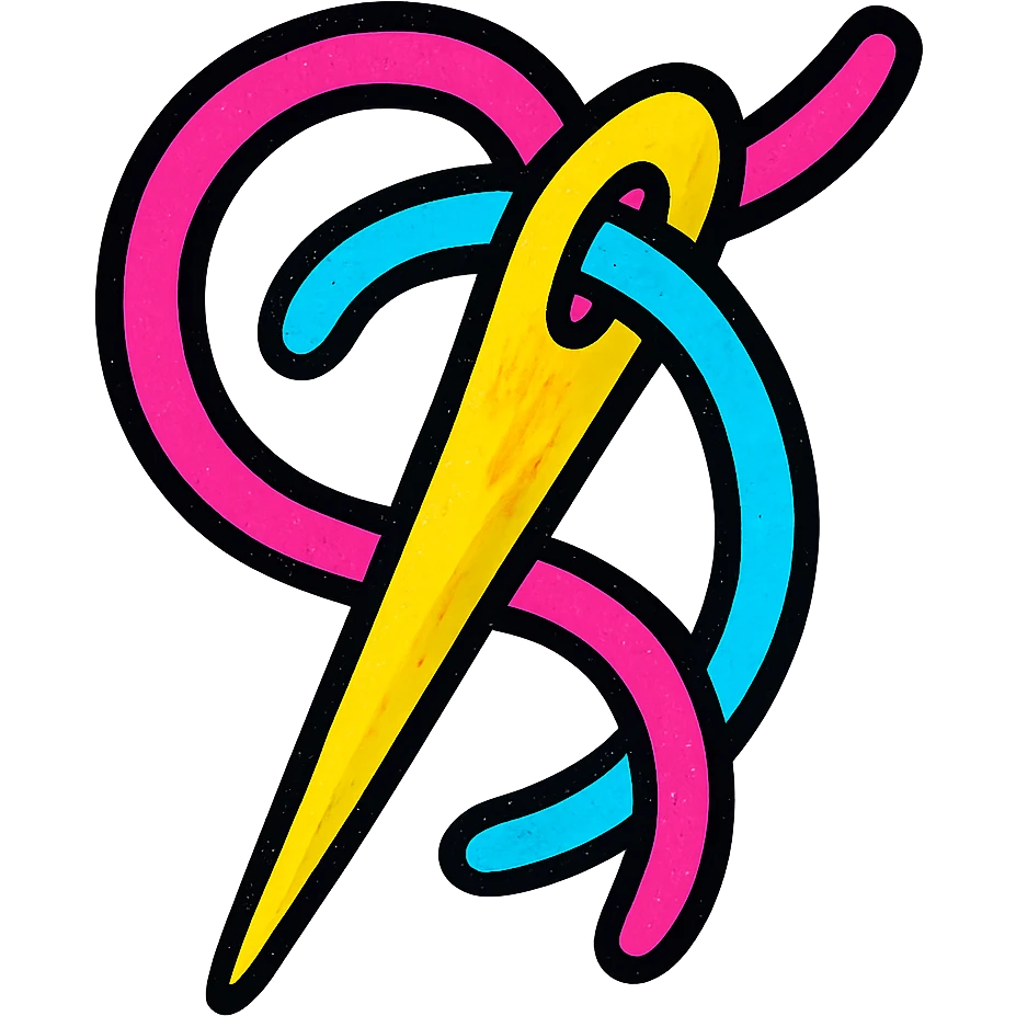 colorful and playful sewing needle icon, vibrant and pop colors emoji