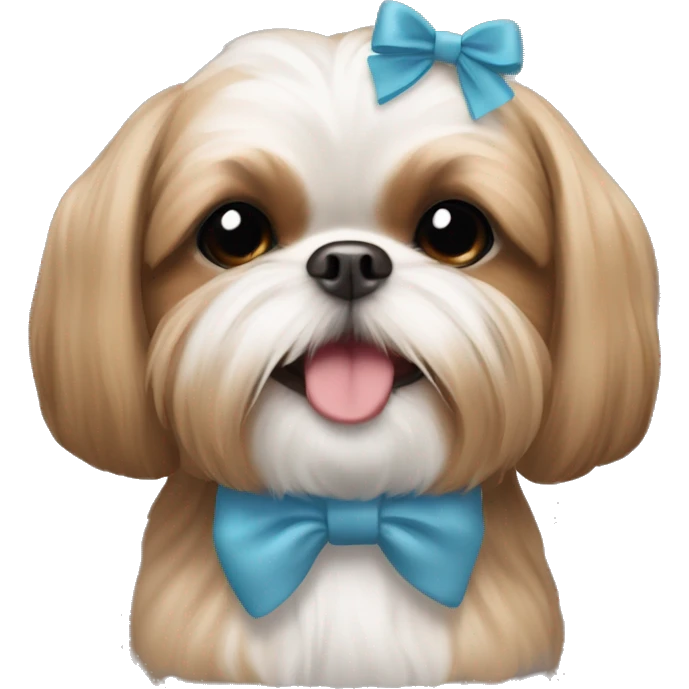 light brown shihtzu with a bow in her head smiling emoji