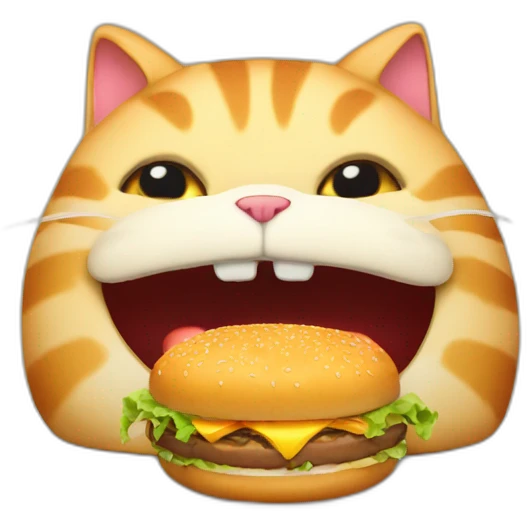 fat cat eating burger emoji