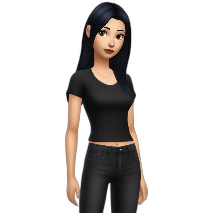 Sims+4+Anime+Cassandra+Goth-girl-dark-hair-black-tshirt+perfectly-centered emoji