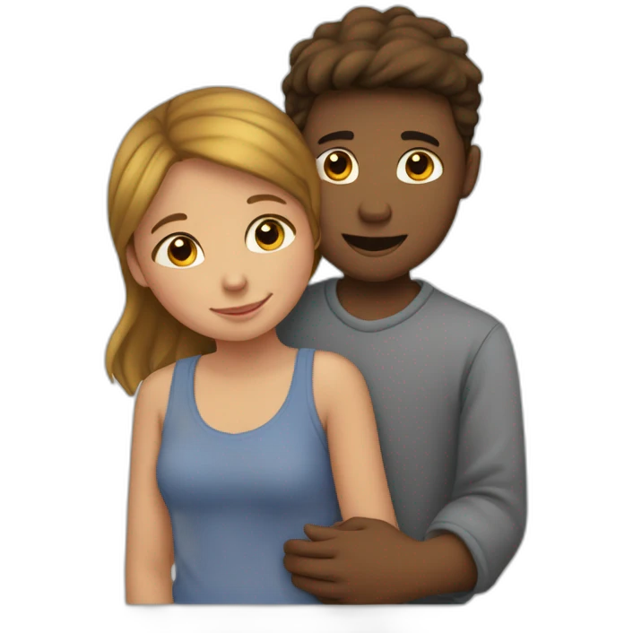 Un garçon et une fille qui se font un calin emoji