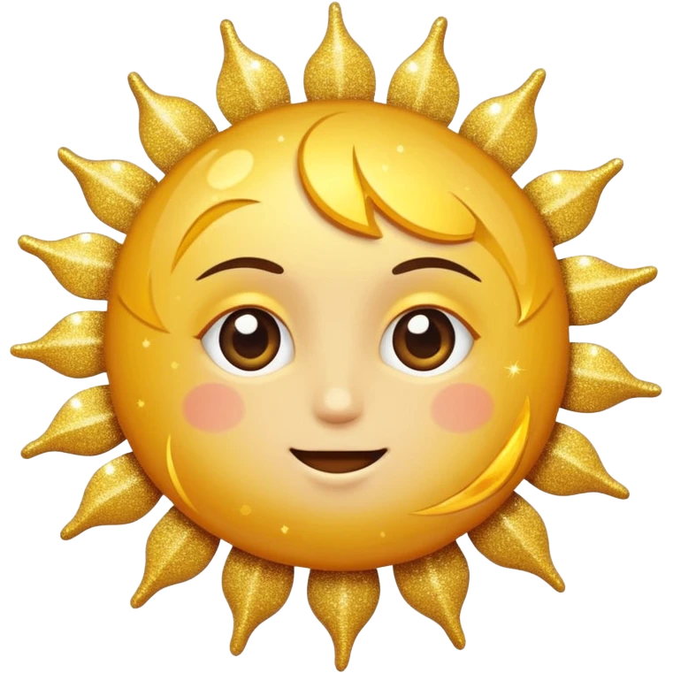 sun in 2d golden glitter in colour without face emoji
