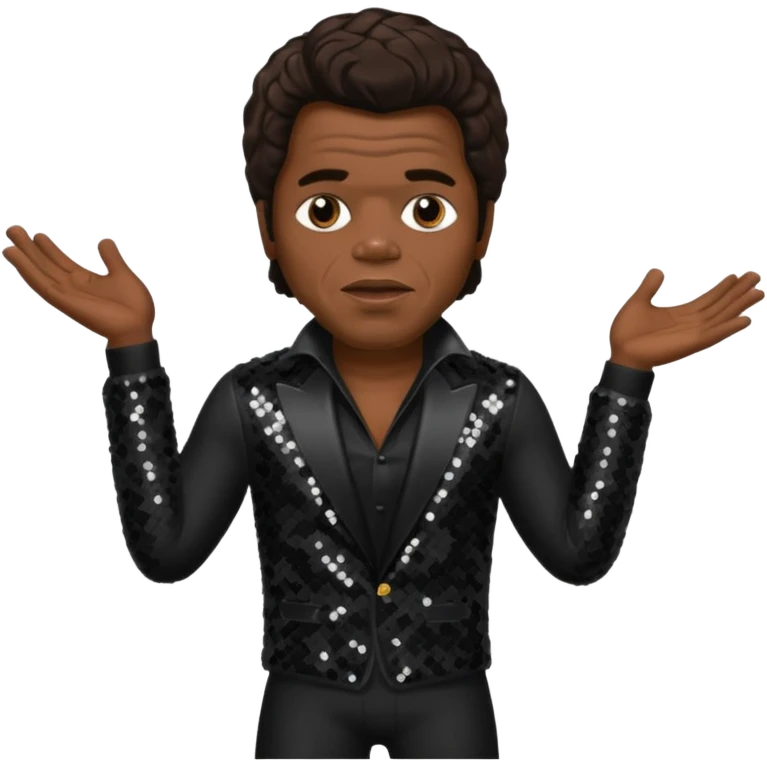 James Brown with dark brown, black sequin outfit emoji