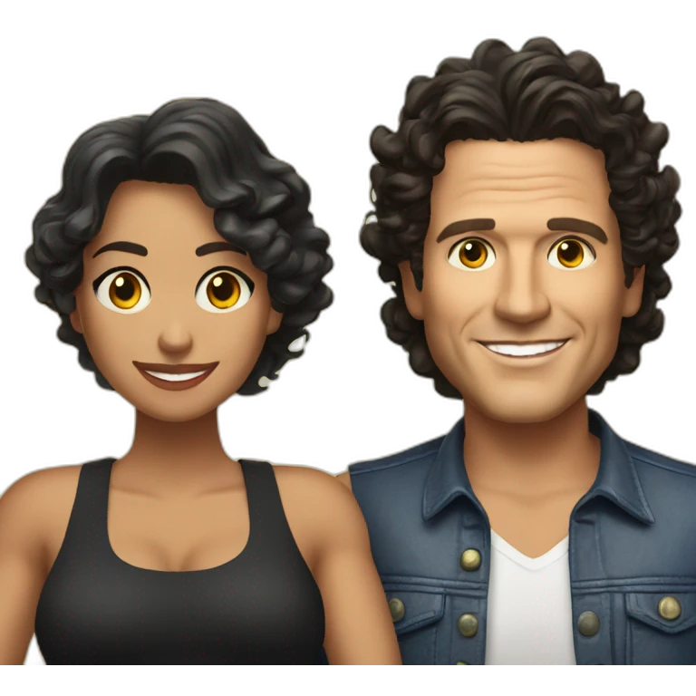 Carlos Vives with Colombian woman of 35's with short curly black hair emoji