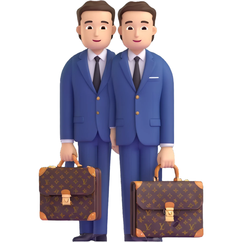 fashionable man wearing Louis Vuitton suit and carrying LV briefcase emoji