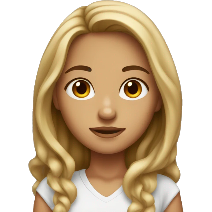 Slightly tanned girl with brown eyes and dark blonde hair emoji