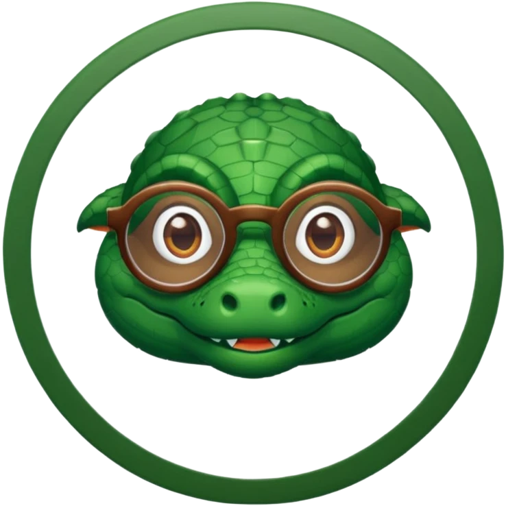 A pixel academic gator. The background is a solid white circle emoji