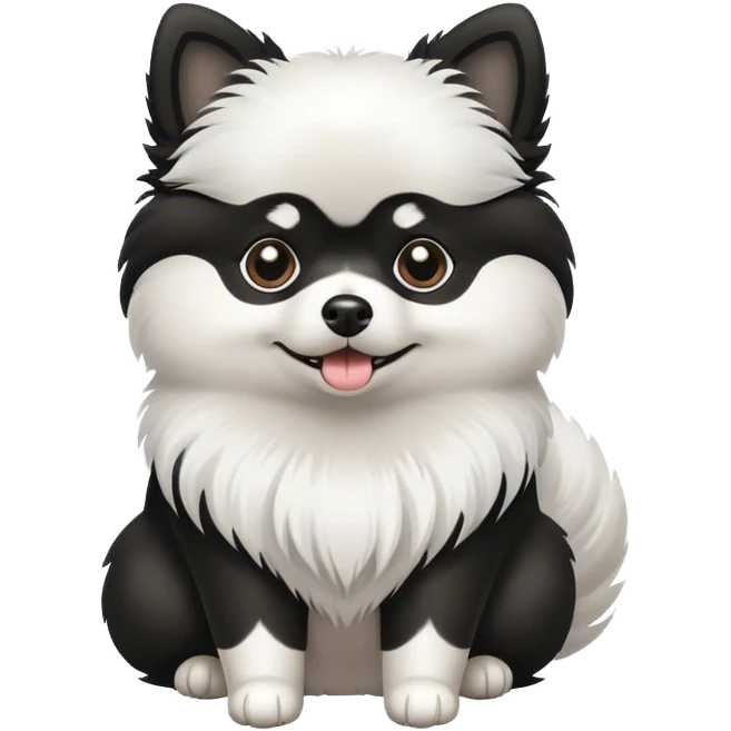 Black and white Pomeranian  emoji