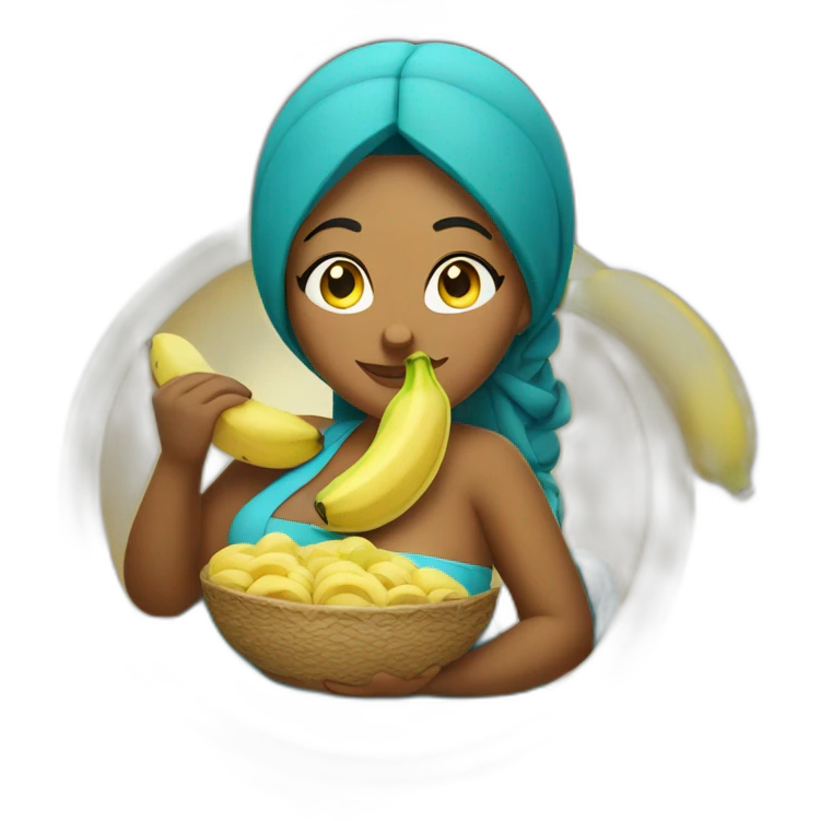 a Moroccan curvy woman eating banana emoji