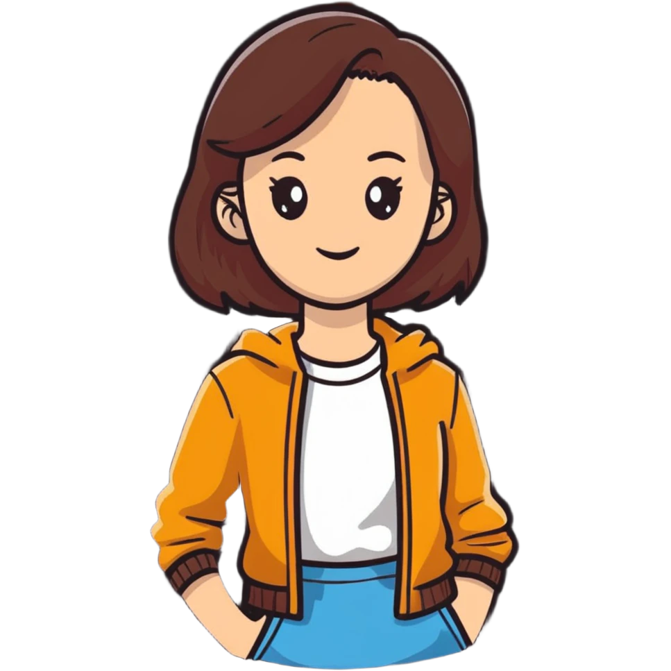A young woman with a friendly expression wearing casual clothes emoji