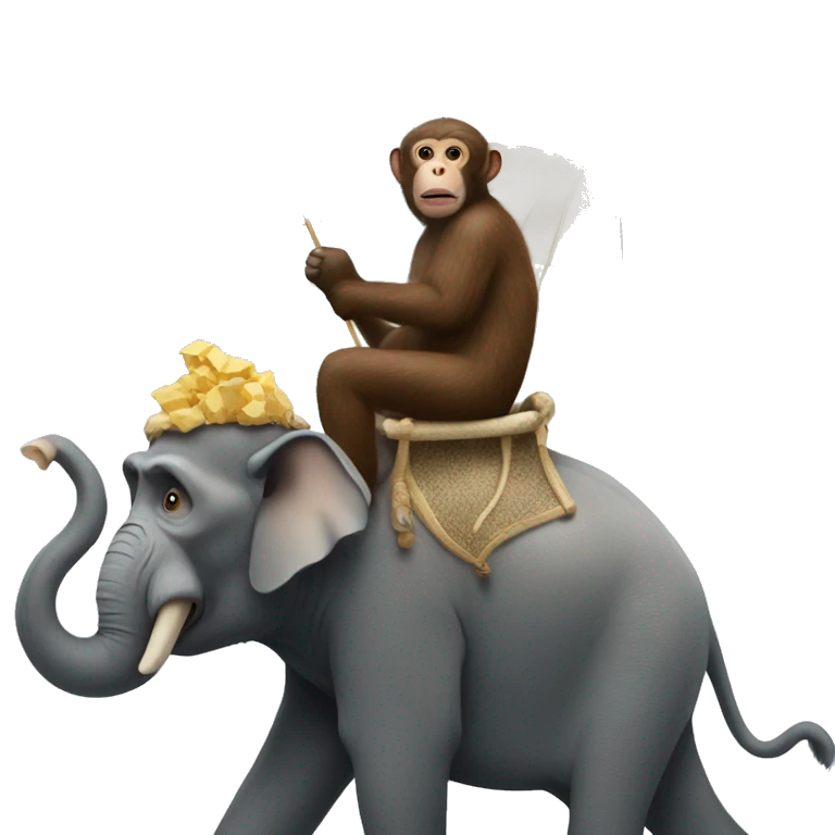 Monkey riding an elephant in the arctic  emoji