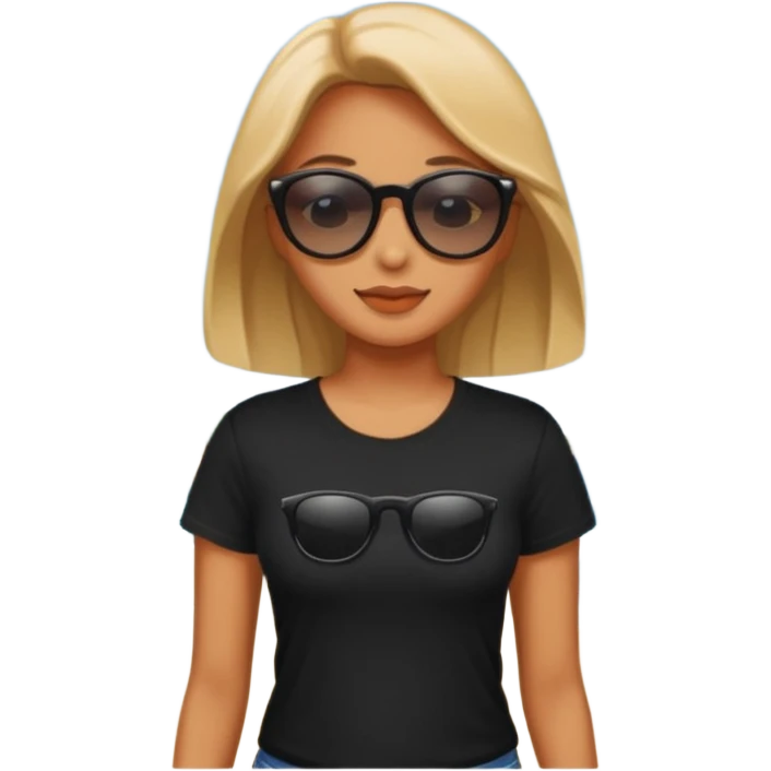 beach woman with black t shirt emoji