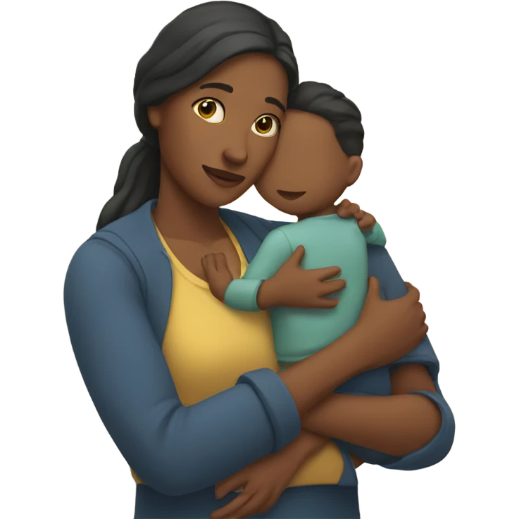 Mother holds her heart in her arm emoji