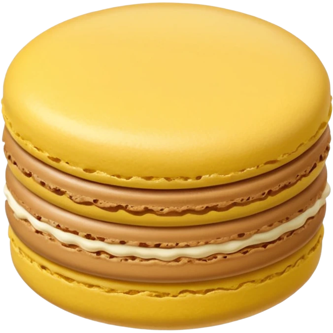 a single of yellow macaron with brown cream



















 emoji