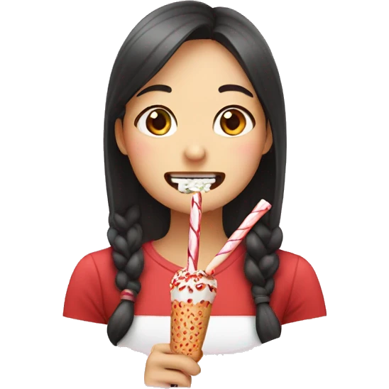 a girl who eats Pepero emoji