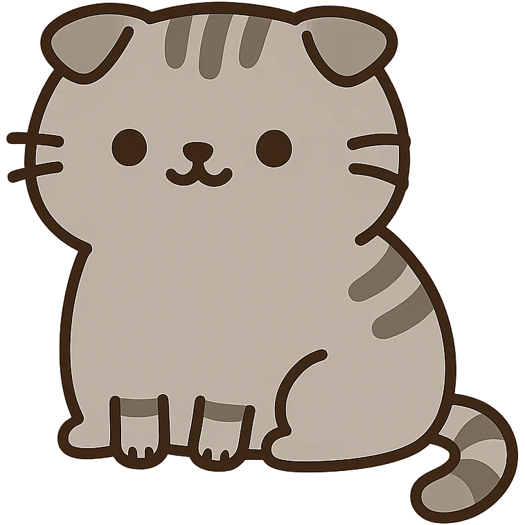 scottish fold kitten sitting, pusheen style emoji