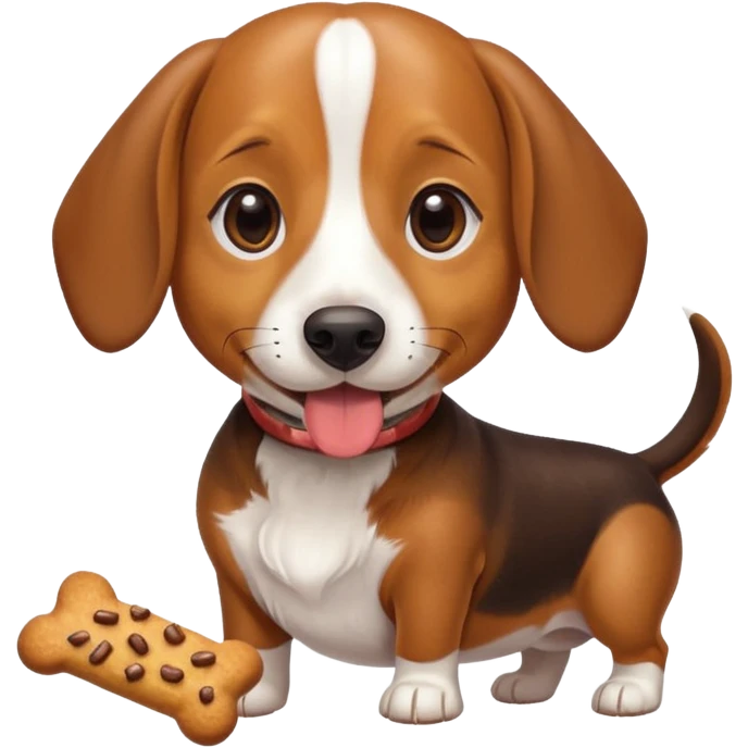 beagle dachshund mix with a treat emoji
