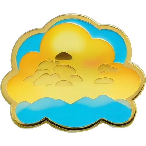 Colorful gold enamel pin sky blue background emoji