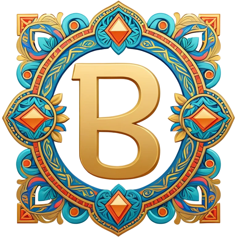 Russian ruble symbol (₽) adorned with Udmurt tribal patterns, colorful ethnic ornaments, decorative geometric motifs emoji