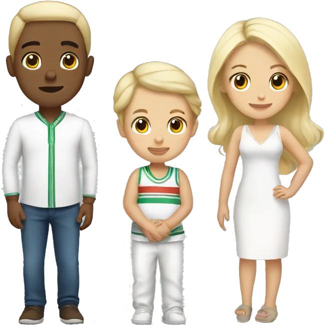 mexican guy white blonde girl and baby boy emoji