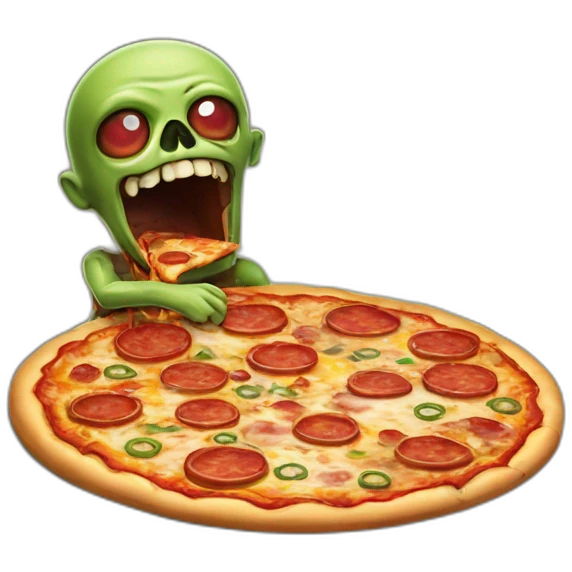 ordinateur zombie mangeant de la pizza emoji