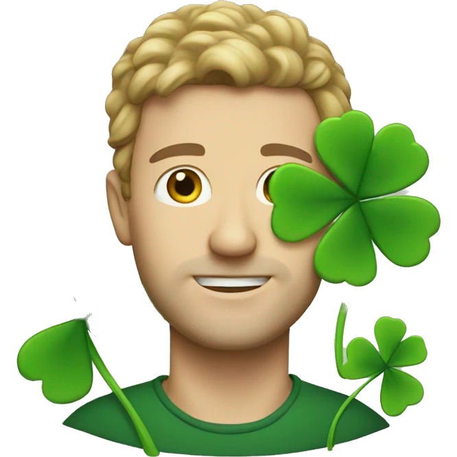 white man with clover emoji