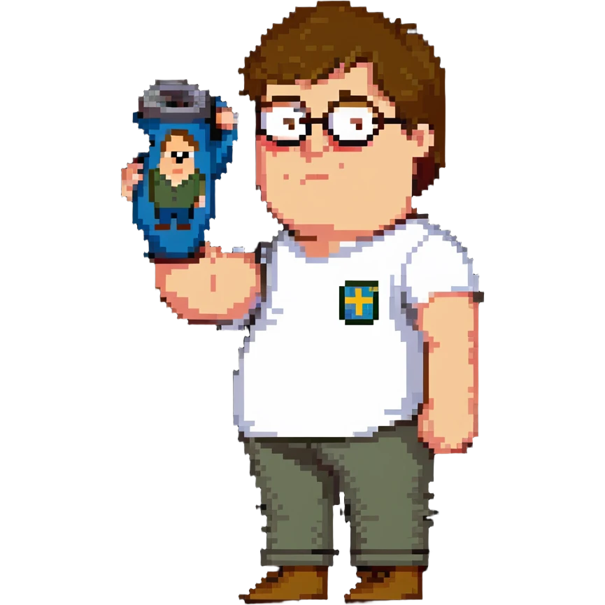 romanian boy with light skin and medium brown hair, holding up his arm in a cast, with a cartoon drawing of Peter Griffin on the cast emoji