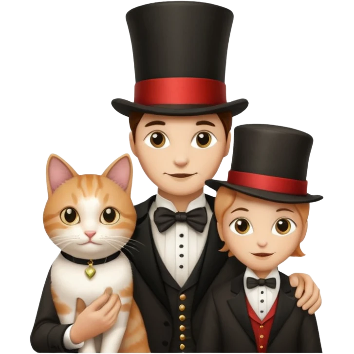 magician couple and their pet cat emoji