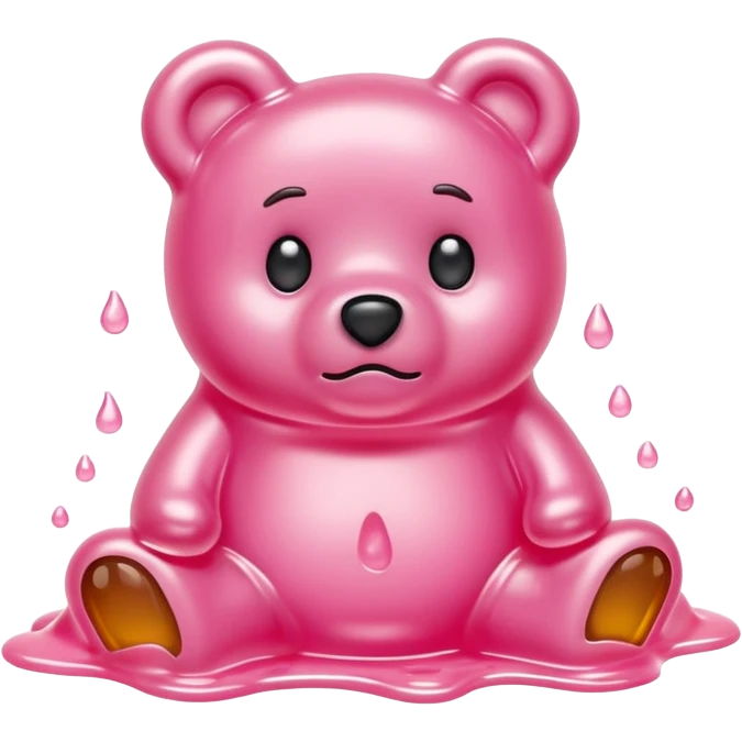 Sad light pink Gummy bear melting into ground emoji