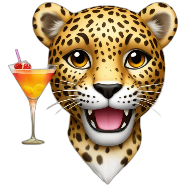leopard with coctail emoji