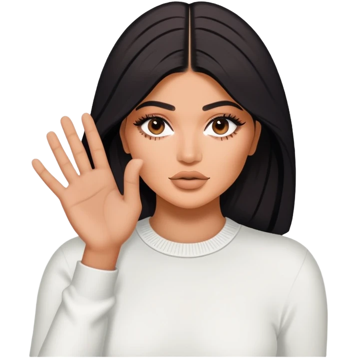 Kylie Jenner with both hands down holding onto an invisible edge, no water or jacuzzi visible emoji