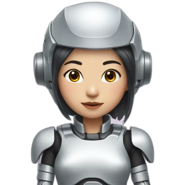 Asian girl with robot suits emoji