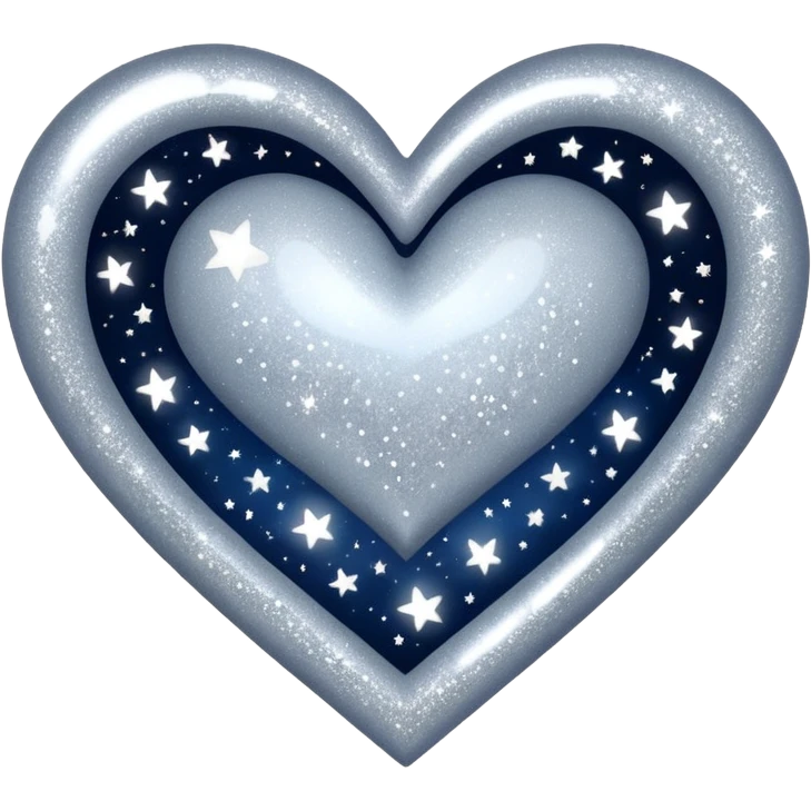 glitter heart with night sky sparkles emoji