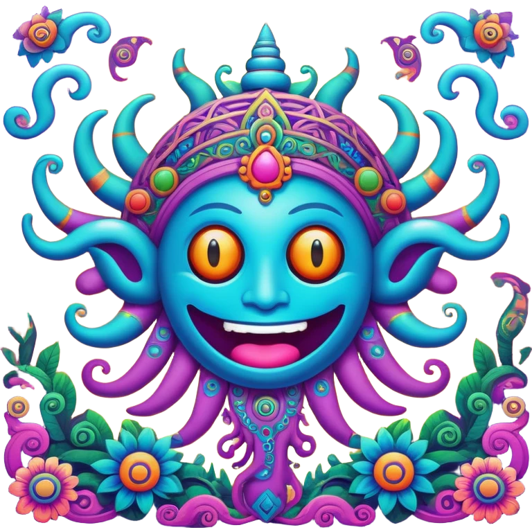 Psychedelic Goa trance funny jumpy crazy emoji