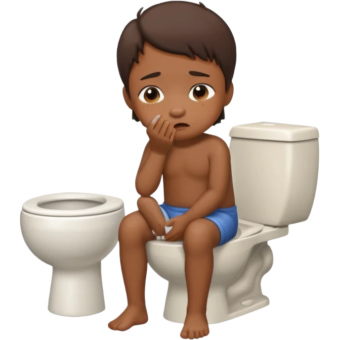 KID SITTING ON TOILET POOPING and crying emoji