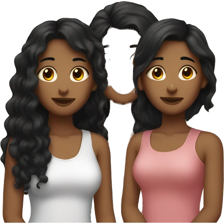 3 girl best friends with dark hair emoji