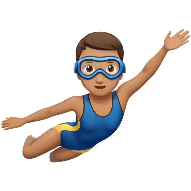 determined pool diver dives into a pool of confidence blue water underneath  emoji