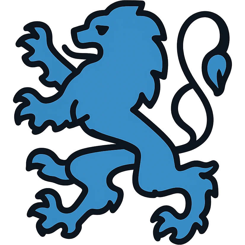 TSV 1860 München lion logo, modern icon style, clean lines, simplified shapes, bold and recognizable, blue and white color scheme, no text emoji