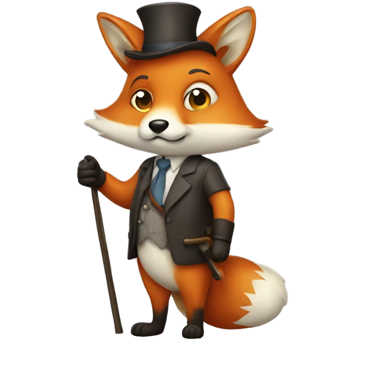 fox with a cane in hand emoji