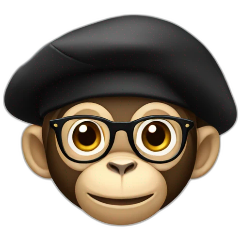 monkey with black beret and eyeglasses emoji