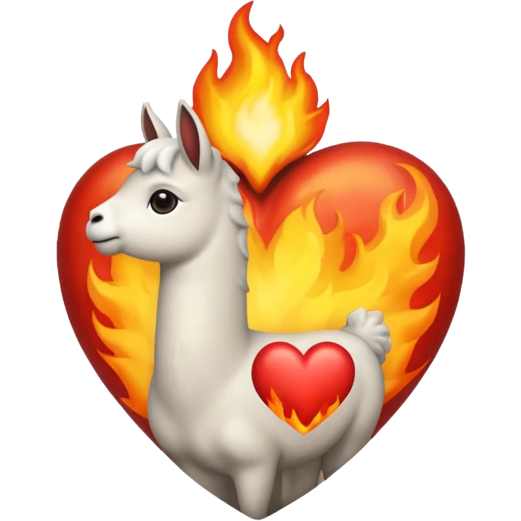 Corazón realista con llamas de fuego emoji