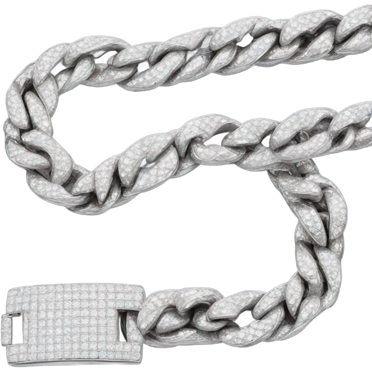 white gold diamond cuban link chain emoji
