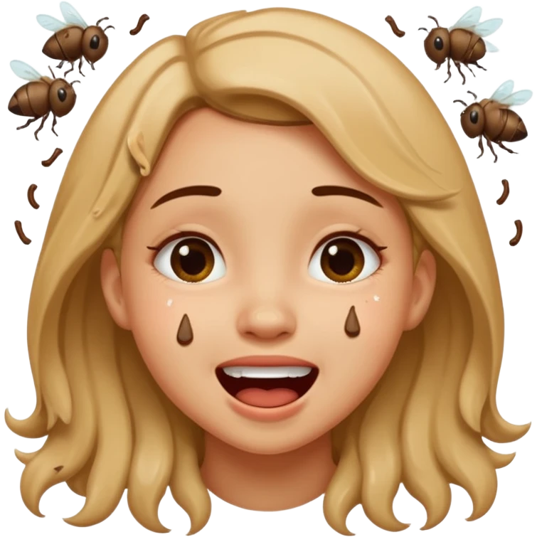 Fille caca qui pu et pleure de rire avec des mouches autour emoji