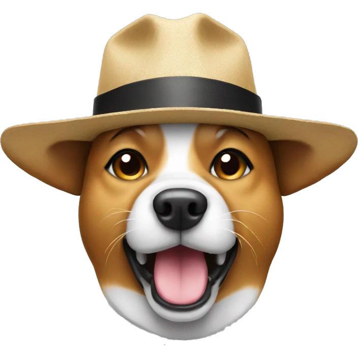 Dog with Hat and sing emoji