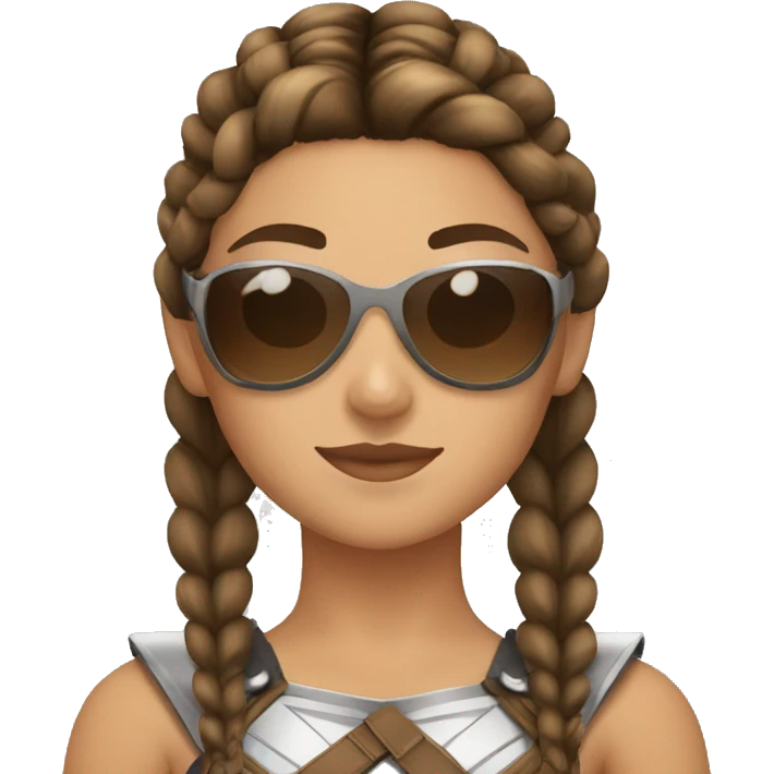 Girl gladiator with French braids, brown hair and sunglasses emoji