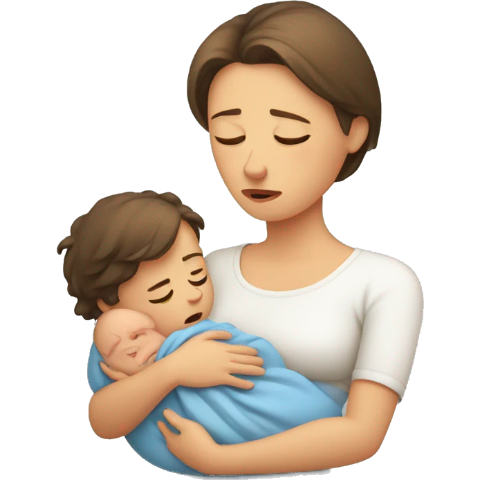 European sad mother with newborn emoji