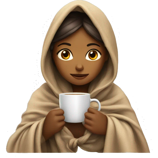 girl inside a blanket sipping coffee eyes closed with bow on head  emoji