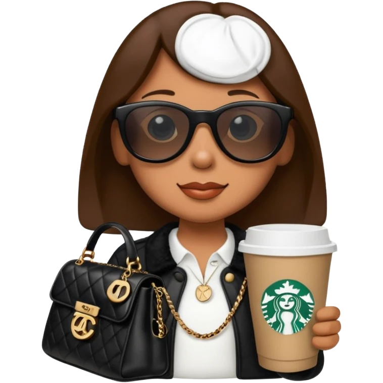 snoopy in a desk with starbucks and his chanel purse emoji