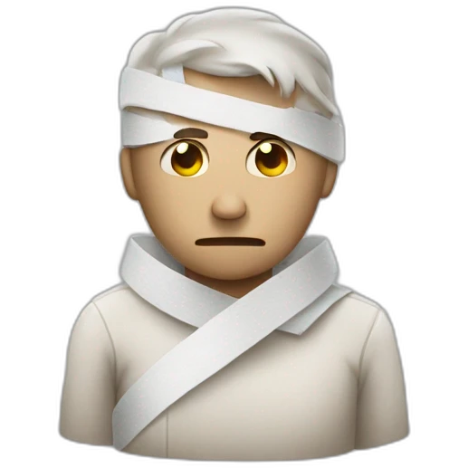 MAN covered IN BANDAGES sad expression emoji