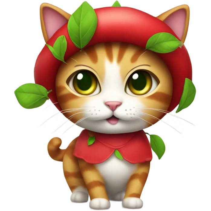 Cat wearing a cherry costume emoji